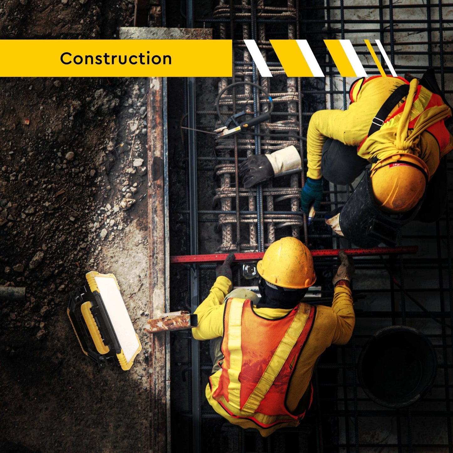 LED's Light 18V Hybride LED Bouwlamp 5500lm - Incl Adapters - Bedraad en draadloos te gebruiken – IP54 – Rough Service Tested – 47W