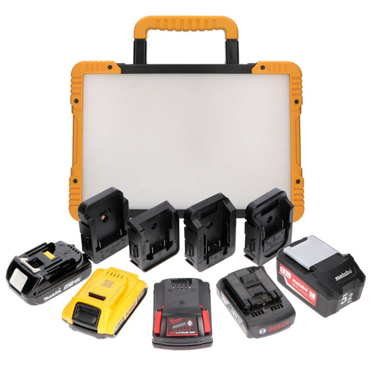 LED's Light 18V Hybride LED Bouwlamp 5500lm - Incl Adapters - Bedraad en draadloos te gebruiken – IP54 – Rough Service Tested – 47W