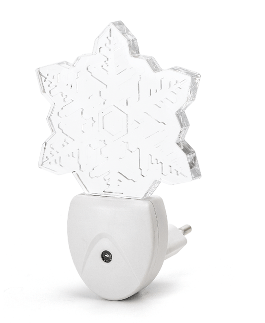 Comnox - Nachtlampje RGB sneeuwvlok - Comfortabel licht met dag‑nacht sensor - 0,5W energiezuinig - 7 kleuren - LED lamp - wit