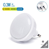 Comnox - Nachtlampje rond warmwit - subtiel licht voor een goede nachtrust - dagnachtsensor - energiezuinig - 0,3 Watt - 4 Lumen - LED nachtlampjes