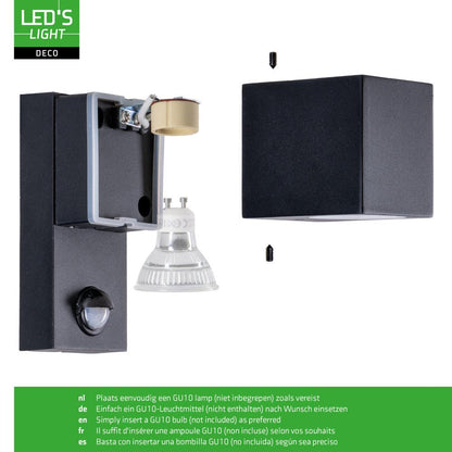 NØRD Down Sensor - Aluminium - 1xGU10 - Zwart - IP44