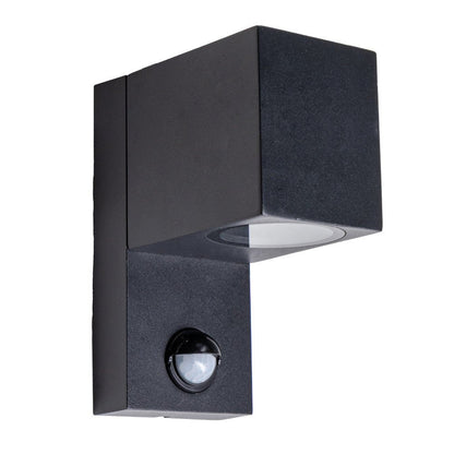 Comnox - NØRD Down Sensor – Zwarte Aluminium Wandlamp – Efficiënte Beweging‑ en Daglichtsensor – 1x GU10 – IP44 – 150 x 116 x 70 mm – zwart