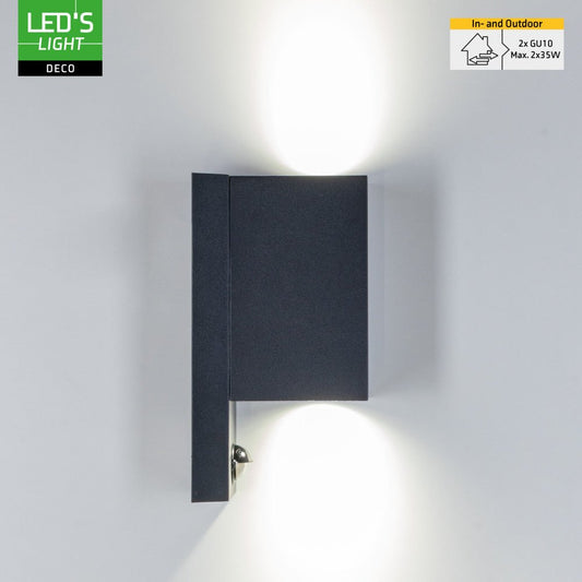 NØRD Up&Down Sensor - Aluminum - Wandarmatuur - 2xGU10 - Zwart