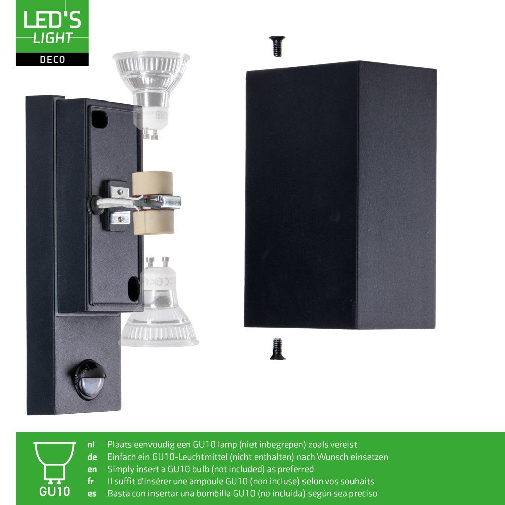 NØRD Up&Down Sensor - Aluminum - Wandarmatuur - 2xGU10 - Zwart