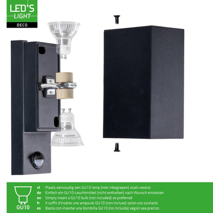 NØRD Up&Down Sensor - Aluminum - Wandarmatuur - 2xGU10 - Zwart