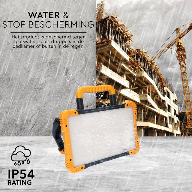 LED's Work Oplaadbare LED Bouwlamp 1500 - Draadloze werking op accu – IP54 – Rough Service Tested