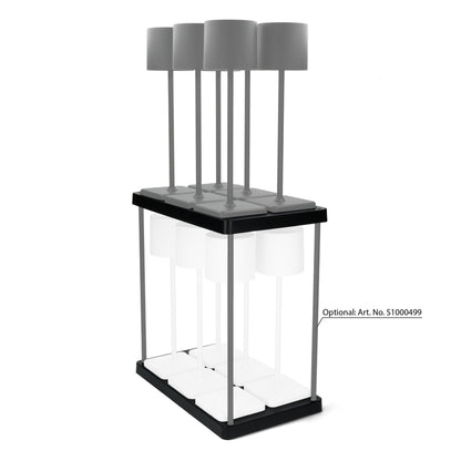 Oplaadstation voor 6 oplaadbare LED tafellampen - Docking met voeding - Zwart