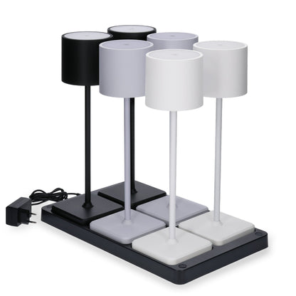 Oplaadstation voor 6 oplaadbare LED tafellampen - Docking met voeding - Zwart