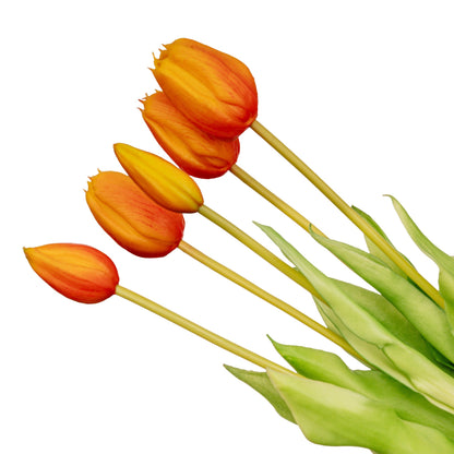 Tulip Bouquet - Orange - ‘Real Touch’ Artificial Tulips - 5 Tulip stems - 43 cm