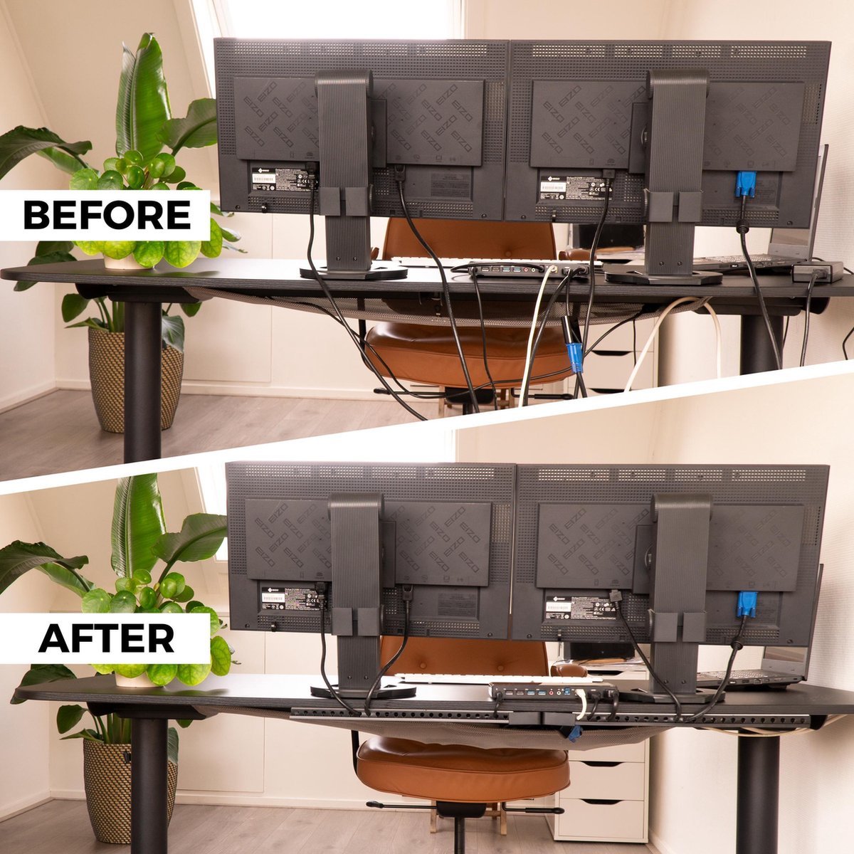 OrgaNice Kabelgoten Set - Zelfklevende organiser voor Bureau & TV - Wit