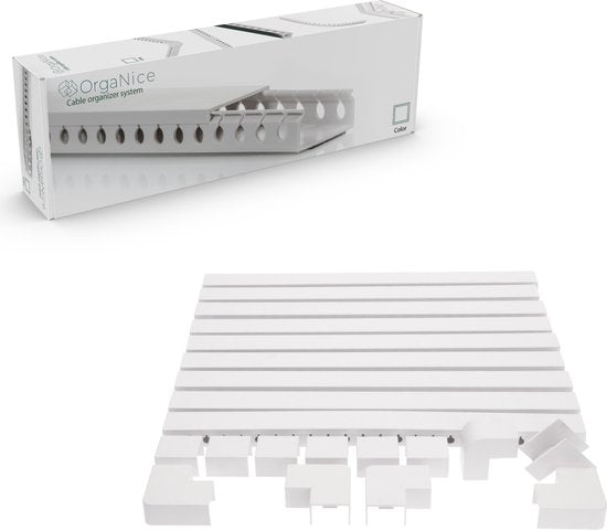 OrgaNice Kabelgoten Set - Zelfklevende organiser voor Bureau & TV - Wit
