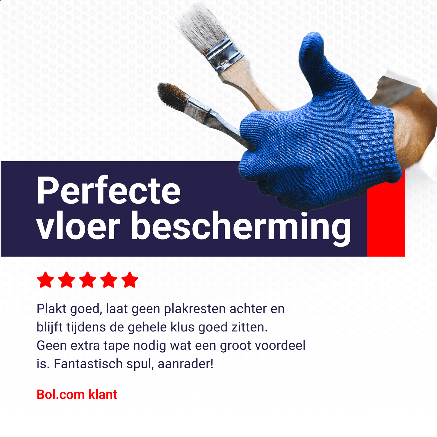 Een witte, opgerolde FlexiCover-afdekking van Standard Cover, geschikt voor decoratieve doeleinden. De rol heeft een duidelijk zichtbare label met productinformatie en is speciaal ontworpen voor gebruik in de bouw- en decoratiebranche.