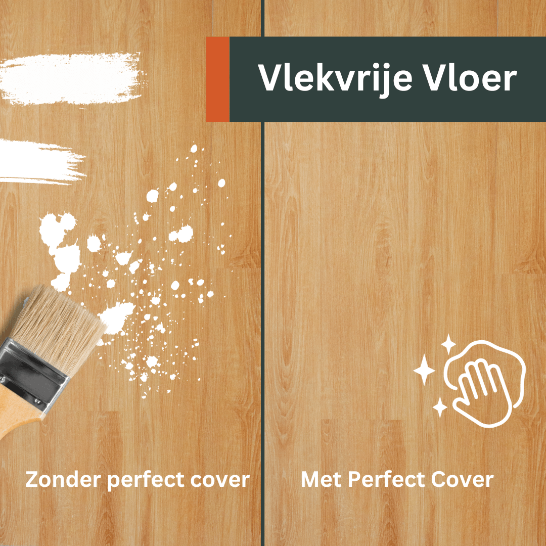 Een witte, opgerolde beschermingsfolie van Perfect Cover, met groen etiket en barcode, geschikt voor tuinmeubilair en plantenbescherming tegen regen en zon.
