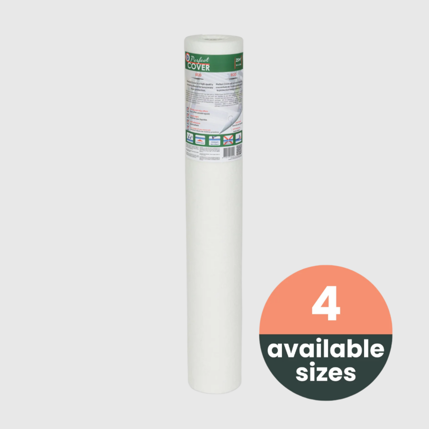 Een witte, opgerolde plastic cover van Perfect Cover, geschikt voor tuinmeubels en planten. Gebruik deze beschermende laag tegen regen en zon voor buitenmeubilair en groene planten.
