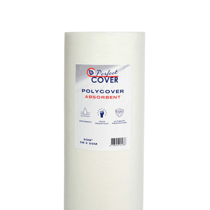 Een witte, cilindrische rol Polycover A4-afdrukken, gemaakt van glad plastic, met een duidelijk zichtbare etiket. Geschikt voor professionele afdrukken en documentbescherming.