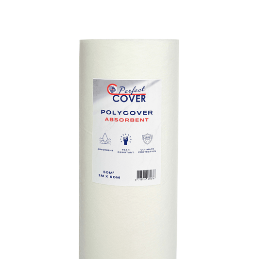 Een witte, cilindrische rol Polycover A4-afdrukken, gemaakt van glad plastic, met een duidelijk zichtbare etiket. Geschikt voor professionele afdrukken en documentbescherming.