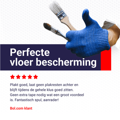 Een witte, cilindrische rol Perfect Cover, met zichtbare label en barcode, geschikt voor tijdelijke afdekking van meubels of voorzieningen in huishoudelijke of commerciële ruimtes.