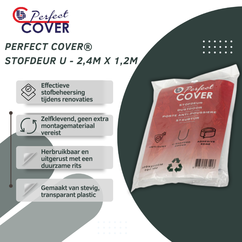 Perfect Cover stofdeur in rood verpakking, met U-vormige rits en anti-dust bescherming, geschikt voor meubilair en decoratieve objecten. Ideaal voor opslag en transport van kunstwerken en collectie-items.