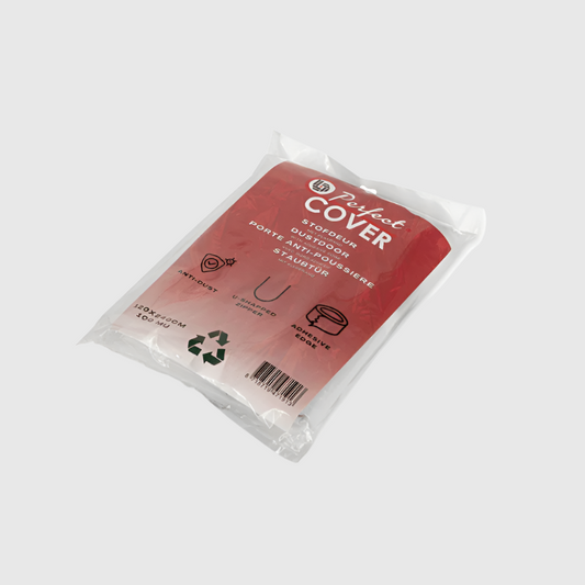 Perfect Cover stofdeur in rood verpakking, met U-vormige rits en anti-stofbescherming, geschikt voor meubels en decoraties, ideaal voor opslag en transport.