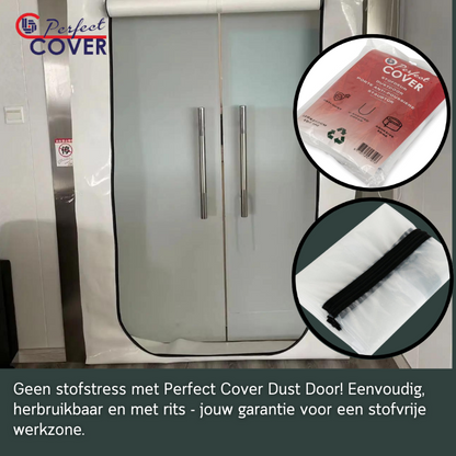 Perfect Cover stofdeur in rood verpakking, met U-vormige rits en anti-dust bescherming, geschikt voor meubels en decoratieve objecten, ideaal voor opslag en transport.