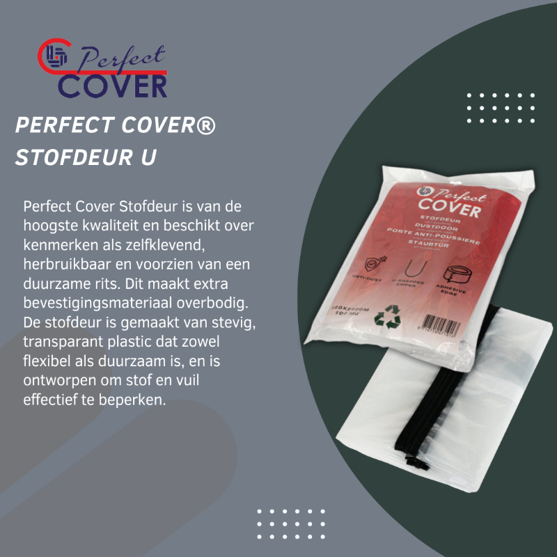 Perfect Cover stofdeur in rood verpakking, met U-vormige rits en anti-dust bescherming, geschikt voor meubels en antiek, voor opslag en transport.