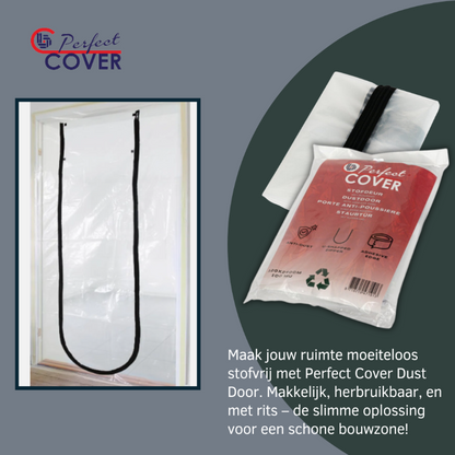Perfect Cover stofdeur in rood verpakking, met U-vormige rits en anti-dust bescherming, geschikt voor meubel- en kastverpakking, ideaal voor opslag en transport van delicate objecten.