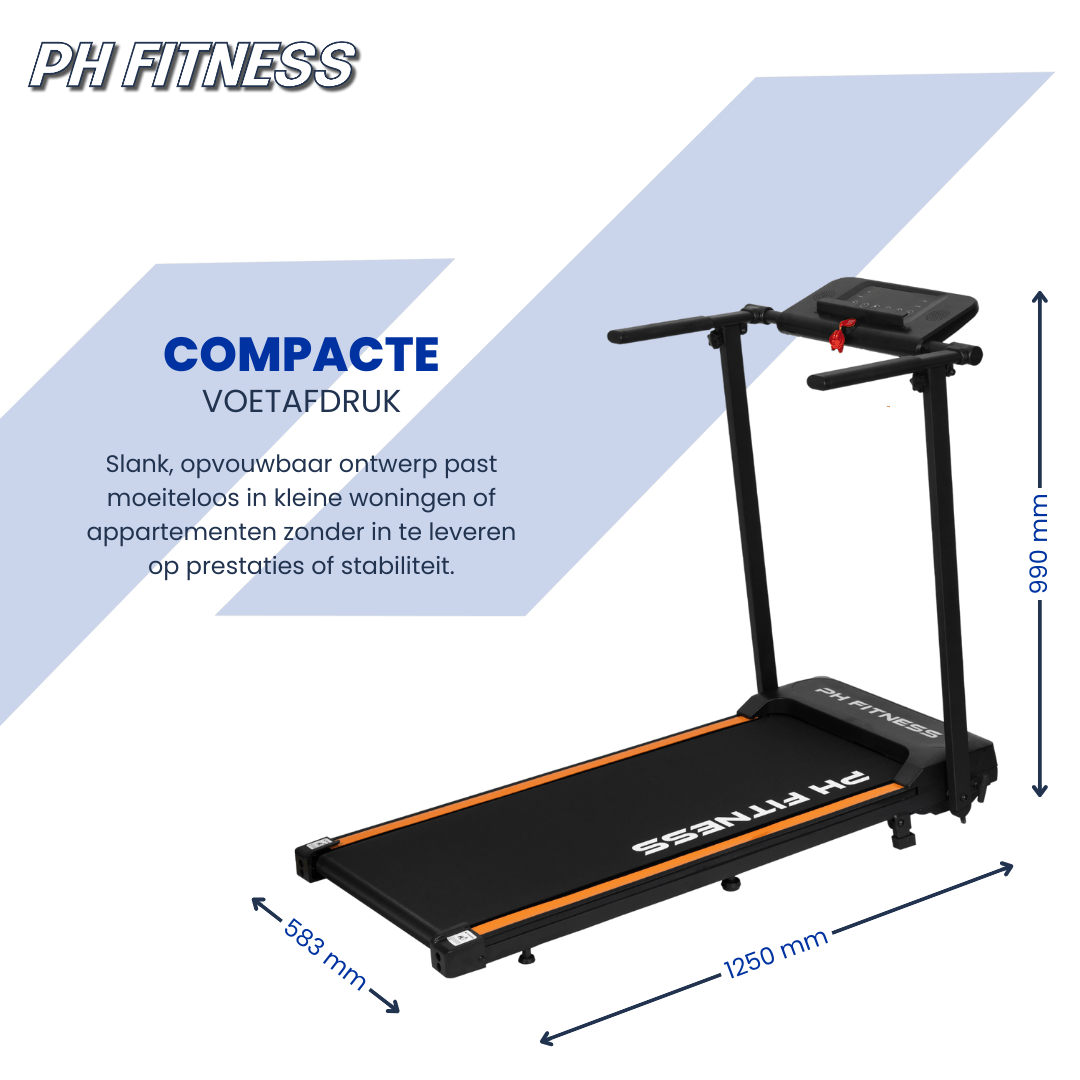 Compacte PH FITNESS loopband opbergen verplaatsbaar