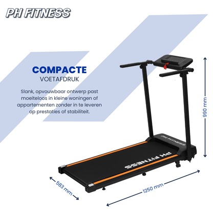 Compacte PH FITNESS loopband opbergen verplaatsbaar