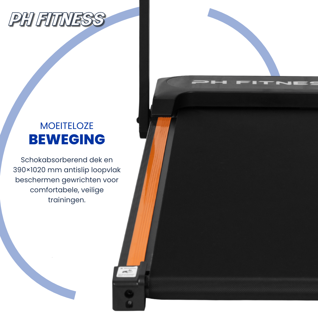 Compacte opvouwbare loopband PH FITNESS voor kleine ruimtes
