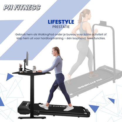 Comnox - PH Fitness A1F WalkingPad Loopband - Comfortabel Thuiswandelen - Rustige 1,5HP Motor - 1–8 km/u Snelheid - Bluetooth & App Ondersteuning - Zwart/Roze