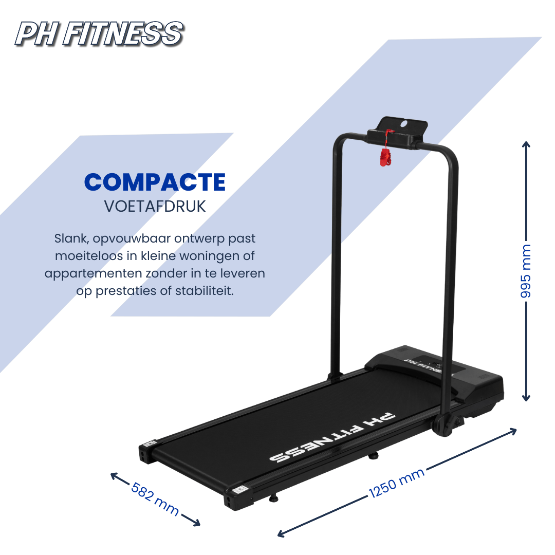 Comnox - PH Fitness A1F-3 Loopband - Comfort & Veiligheid - Handmatige helling - 12 km/u max - 385×1030 mm antislip - Bluetooth - zwart