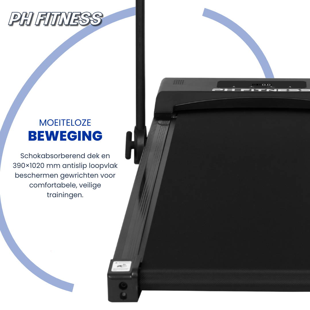 Comnox - PH Fitness A1F-3 Loopband - Comfort & Veiligheid - Handmatige helling - 12 km/u max - 385×1030 mm antislip - Bluetooth - zwart