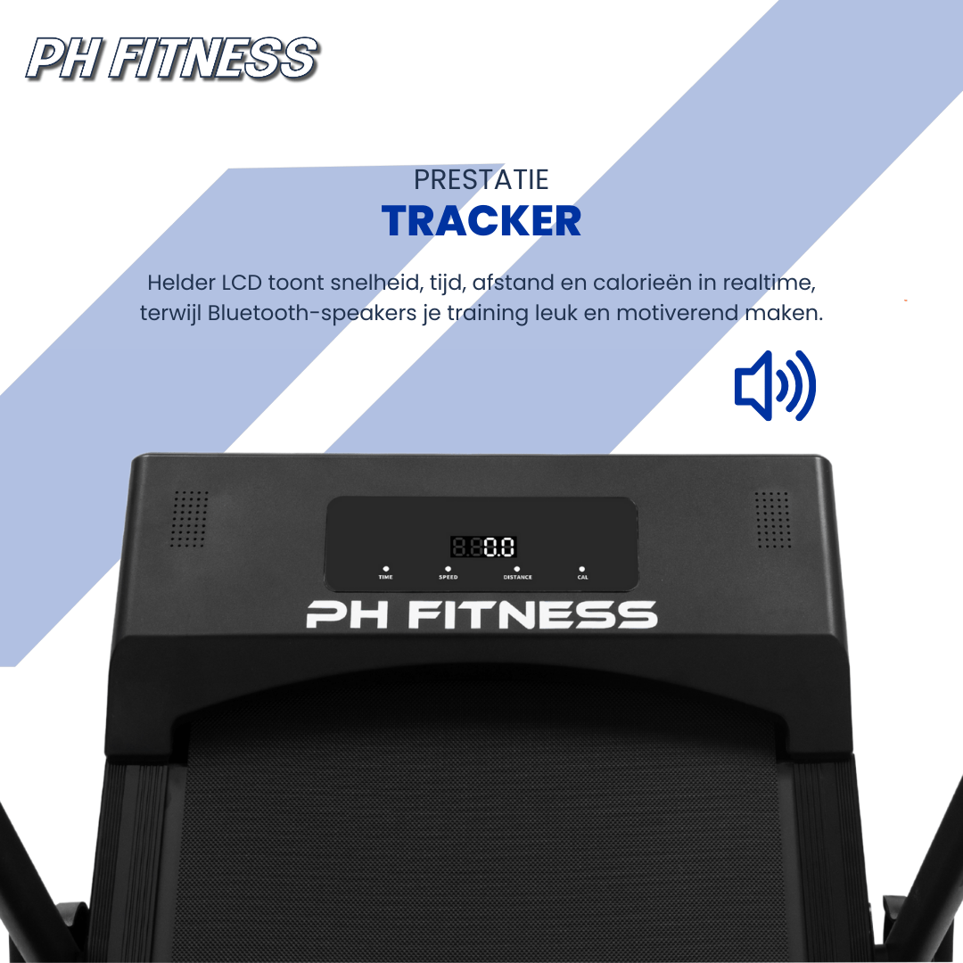 Comnox - PH Fitness A1F-3 Loopband - Comfort & Veiligheid - Handmatige helling - 12 km/u max - 385×1030 mm antislip - Bluetooth - zwart