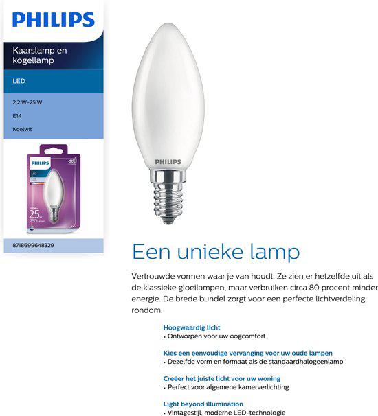 Philips E14 LED Kaarslamp - Neutraal wit licht - 2W vervangt 25W
