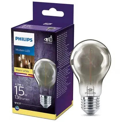 Philips LED Filamentlamp E27 met rookglas - 2.3W vervangt 11W - Warm wit licht