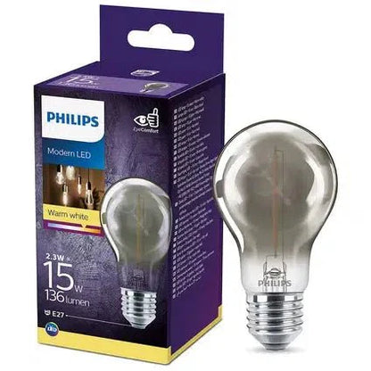 Philips LED Filamentlamp E27 met rookglas - 2.3W vervangt 11W - Warm wit licht
