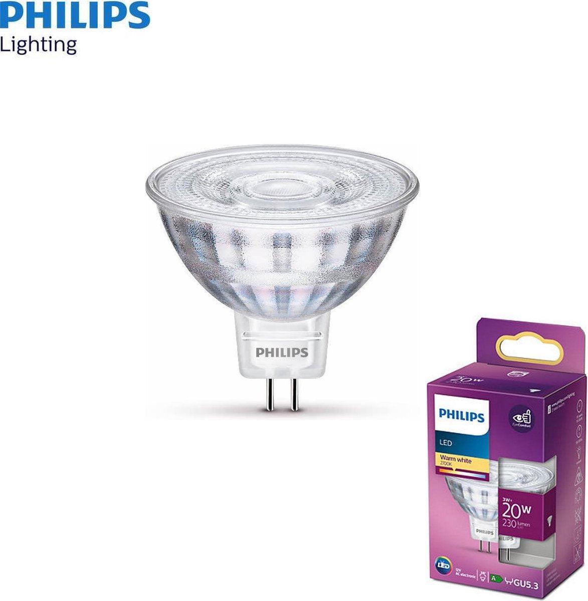Philips LED lamp - MR16 - GU5.3 fitting - 3W = 20W - Warm wit - 1 lampje