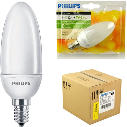 Philips Softone E14 Spaarlamp - Kaarsvormig - Mat - 5W vervangt 22W - Warm wit licht