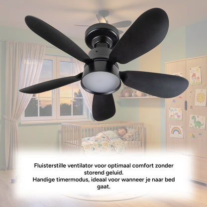 Comnox - Plafondlamp met ventilator - 2-in-1 verlichting en verkoeling - 53 cm Zwart