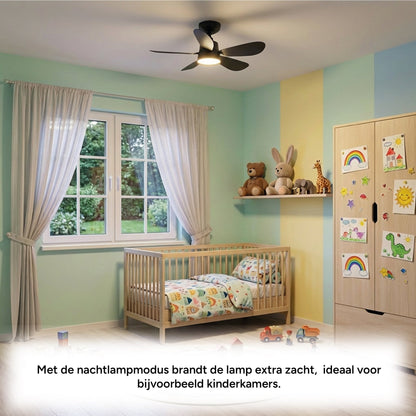 Comnox - Plafondlamp met ventilator - 2-in-1 verlichting en verkoeling - 53 cm Zwart
