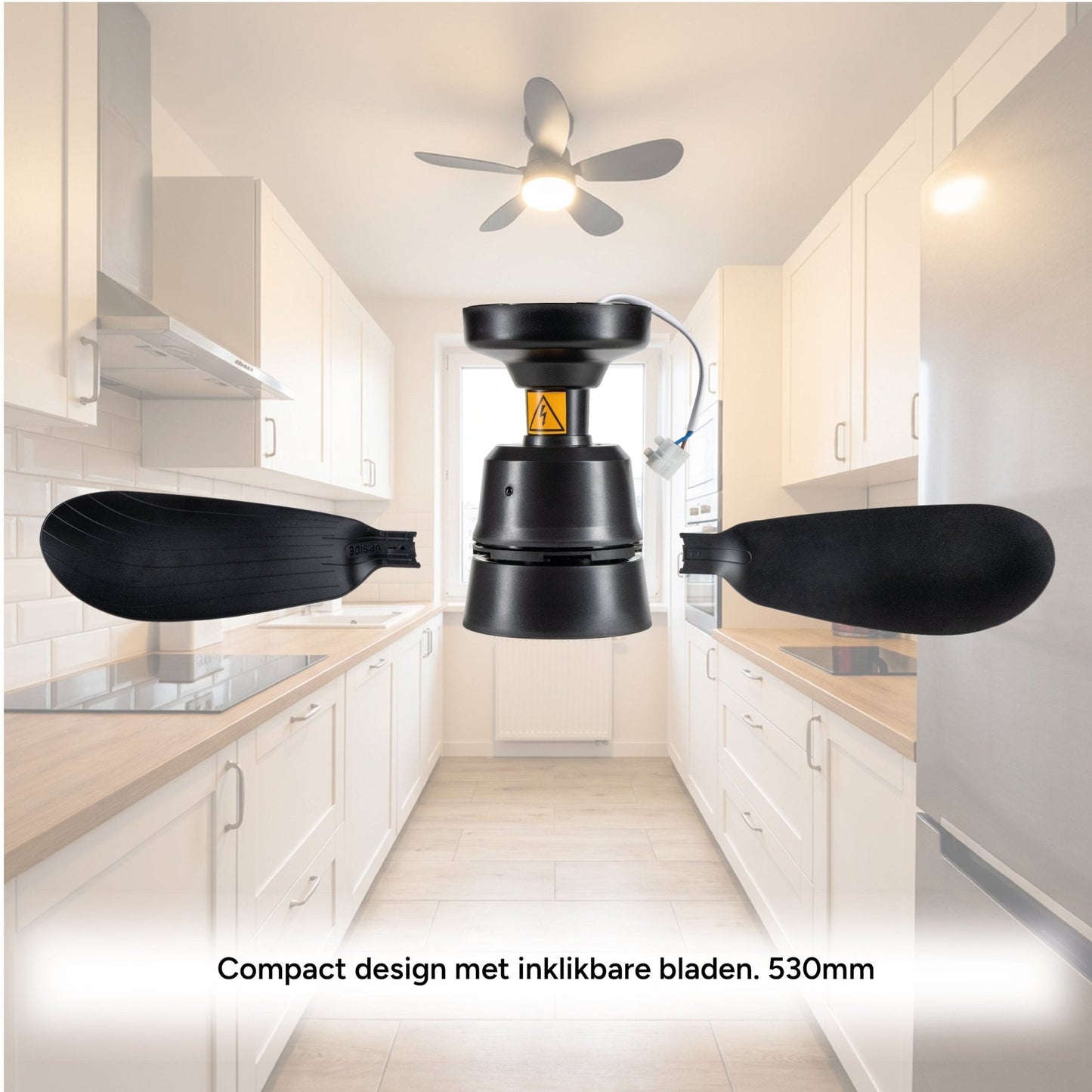 Comnox - Plafondlamp met ventilator - 2-in-1 verlichting en verkoeling - 53 cm Zwart