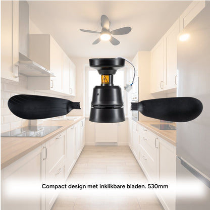 Comnox - Plafondlamp met ventilator - 2-in-1 verlichting en verkoeling - 53 cm Zwart