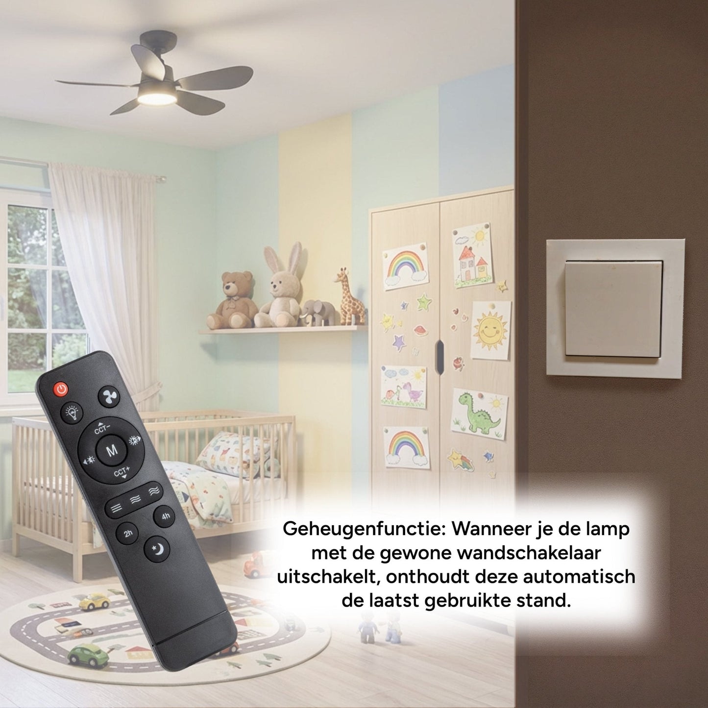 Comnox - Plafondlamp met ventilator - 2-in-1 verlichting en verkoeling - 53 cm Zwart