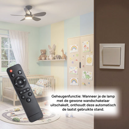 Comnox - Plafondlamp met ventilator - 2-in-1 verlichting en verkoeling - 53 cm Zwart