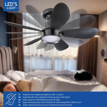 Comnox - Plafondlamp met ventilator - 2-in-1 verlichting en verkoeling - 53 cm Zwart