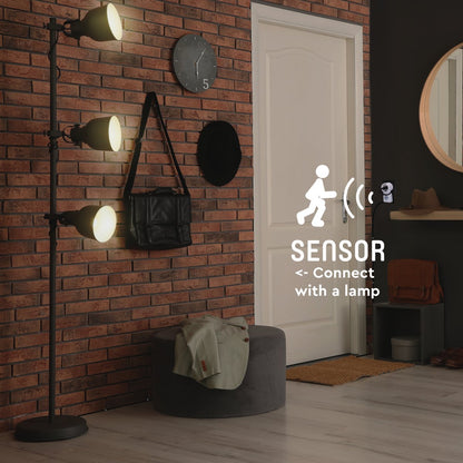 Een witte, compacte bewegingssensor met een Europese stekker en een ronde, facettenrijke sensor. Geschikt voor automatische verlichting in huis of kantoor.