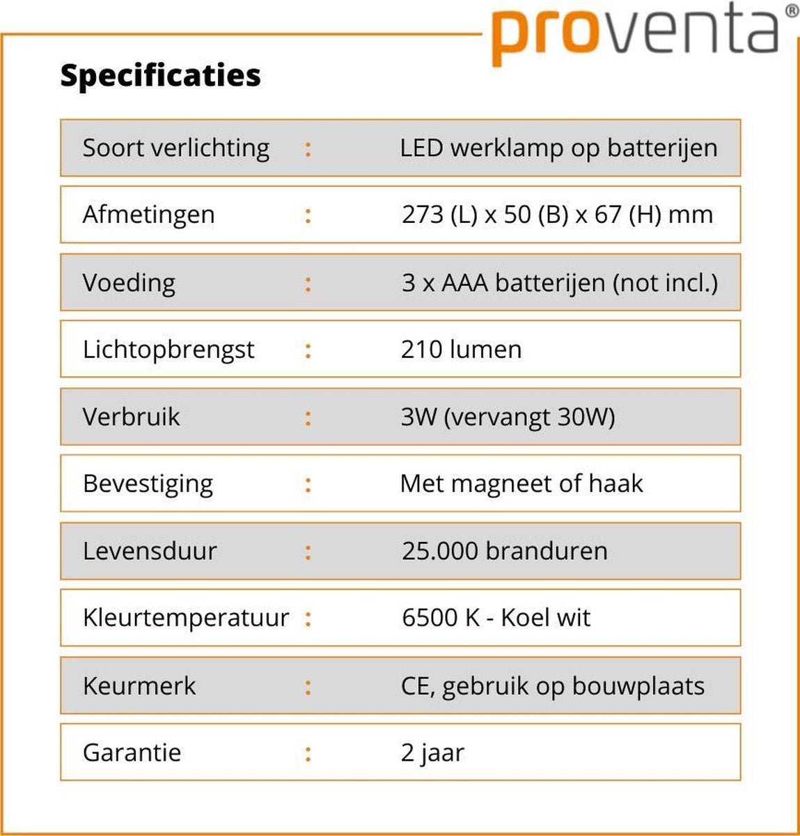LED's Work Draagbare LED Looplamp 180 - Met magneet en haak - Werkt op batterijen