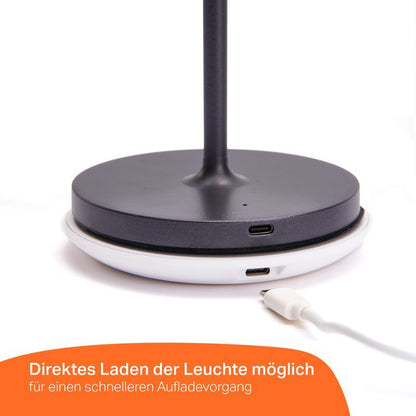 Premium LED Tafellamp met oplaadstation - Oplaadbaar & Draadloos - Voor binnen en buiten - Grijs