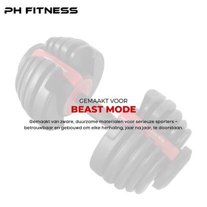 Comnox - PH Fitness - Verstelbare Dumbbells 24kg - Compact & Comfortabel - Duurzaam Staal - Gewichtinstelling tot 24kg - Standaard - Wit
