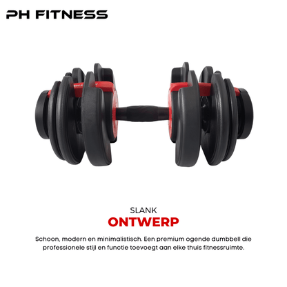Comnox - PH Fitness - Verstelbare Dumbbells 24kg - Compact & Comfortabel - Duurzaam Staal - Gewichtinstelling tot 24kg - Standaard - Wit